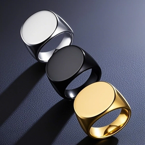 European American Style Titanium Steel Signet Ring Round Mirror Polished Smooth Band Ring For Men Women Unisex Minimalist Jewelry
