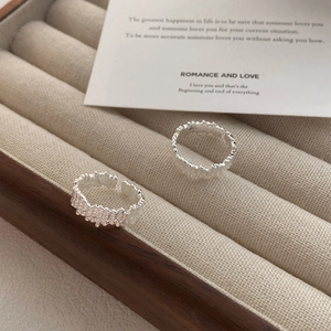 Minimalist S925 sterling silver open rings with irregular lava texture for women