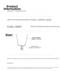 Dettagli della collana nodo in argento S925 con pendente in zirconia e misure precise
