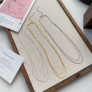 Drie minimalistische S925 sterling zilveren Chopin kettingen in goud en zilver voor laagjes