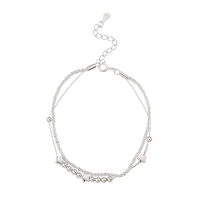 Double-layer S925 sterling silver bracelet featuring sparkling stars and beads
