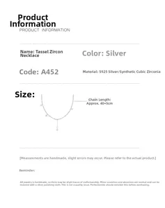 Spécifications détaillées de taille pour le collier gland en argent S925 et zircon