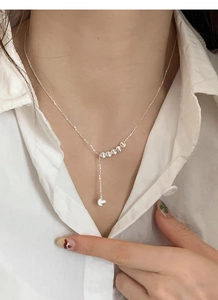 Y-förmige S925 Sterling Silber Halskette mit Katzenaugenperlen und Perlenanhänger