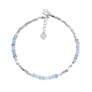 Elegante bracciale in argento sterling S925 con acquamarina naturale e ciondolo a cuore