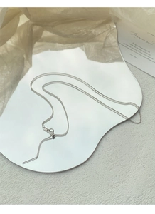 Detailed view of S925 sterling silver Chopin chain necklace with adjustable needle clasp