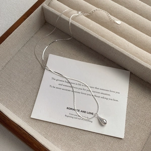 925 Sterling Silver Waterdrop Pendant Necklace For Women Elegant Eight-pointed Star Inlaid Zirconia Clavicle Chain Jewelry Gift