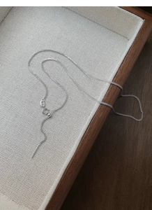Detail of S925 sterling silver Chopin chain with adjustable needle pin and polished finish