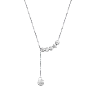 Elegante 925er Sterling Silber Y-Kette mit sechs strukturierten Katzenaugen-Rundperlen