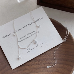Élégant collier en argent sterling S925 avec breloques en zircone et goutte d'eau