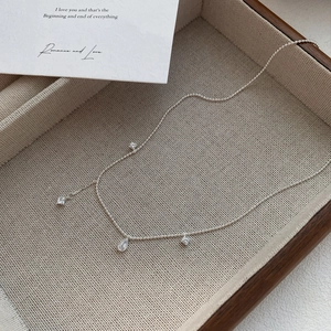 Collier en argent sterling S925 avec pendentifs étincelants en zircone larme et étoile
