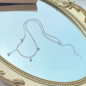 Collier en argent sterling S925 avec perles et pendentifs en zircone goutte et carré