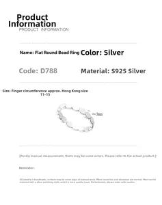 Détail d'une bague ouverte en argent S925 avec perles plates de 3mm et texture polie