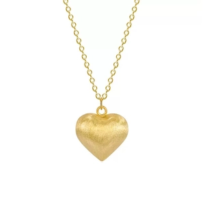Exquisite S925 sterling silver heart necklace with brushed gold finish on O-chain