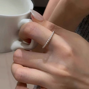 Minimalist S925 sterling silver beaded ring shown on hand for a chic everyday look