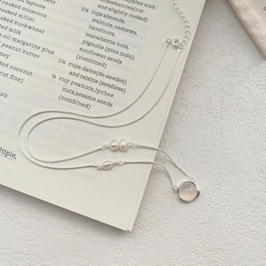 Elegante collana a catena serpente in argento sterling S925 con perle e ciondolo in calcedonio