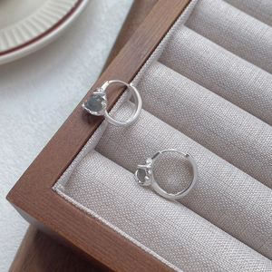 Elegant S925 sterling silver hoop earrings with translucent blue moonstone beads for women
