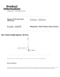 Detail specifications of S925 silver pearl necklace with 10x4.8mm pendant and 7mm pearl