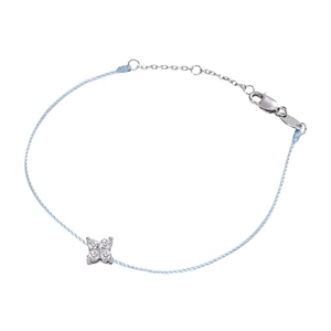Minimalist S925 silver four-leaf clover light blue braided rope bracelet with sparkling zircon
