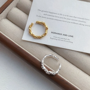 S925 Sterling Silver Twisted Braided Ring For Women Minimalist Handmade Winding Open Adjustable Finger Ring Fashion Jewelry