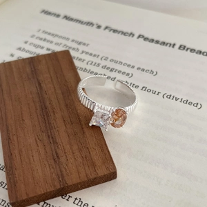 Anello Aperto in Argento Sterling 925 Minimalista da Donna Anello Regolabile con Strass Quadrato Gioielli alla Moda Regalo