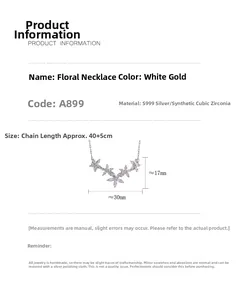 Dettagli della collana di fiori in argento S999 con dimensioni e info sui materiali