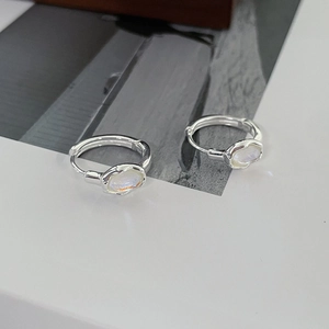 925 Sterling Silver Moonstone Hoop Earrings For Women Minimalist Oval Iridescent Gemstone Huggie Huggies Fashion Jewelry