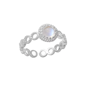 Anello in argento sterling 925 con pietra di luna e fascia regolabile dal design unico