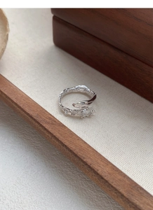 Detail view of S925 sterling silver snake ring with marquise cut zircon stone
