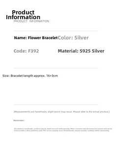 Détails du bracelet fleur en argent sterling S925 avec spécifications et taille 16+3cm