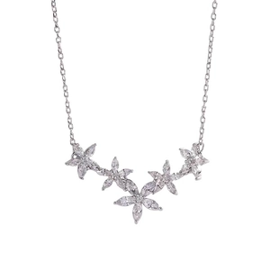 Collana in argento sterling S999 con cinque squisiti motivi floreali e punti luce