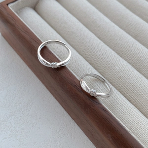 Anelli di Coppia Nodo Concentrico in Argento Sterling S999 Zirconia Intarsiata Anello Aperto Regolabile Gioielli di Lusso