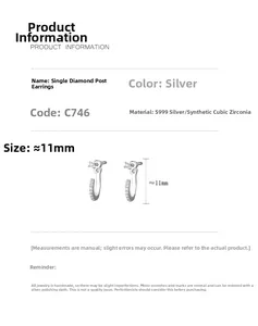 Detail eines S999 Sterlingsilber Ohrrings mit Zirkonia und 11mm Höhenmaßangabe