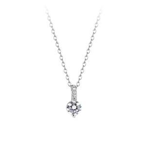 Collier minimaliste en argent fin S999 avec un pendentif brillant à diamant unique