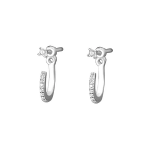 Elegante S999 Sterling Silber J-förmige Ohrringe mit funkelndem Zirkonia Solitär Stein