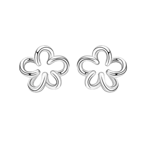 Boucles d'oreilles fleurs ajourées en argent massif S999 au design minimaliste chic