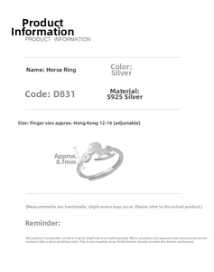Detail view of S925 sterling silver rocking horse ring with dimensions and height specs