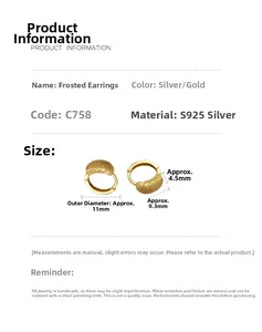 Macro de créoles en argent sterling 925 avec des dimensions de 11 mm sur 4,5 mm