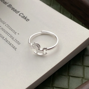 Minimalist S925 sterling silver open ring featuring a vintage rocking horse charm design