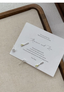 Detailed view of S925 sterling silver star teardrop earrings with zircon on a display card