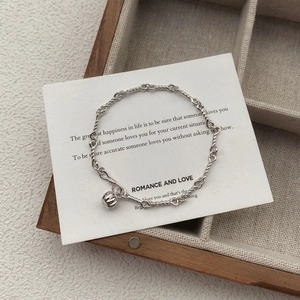 S999 Sterling Silver pumpkin bracelet with twisted rope chain and small bell charm