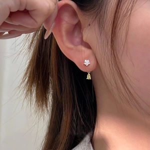 925 Sterling Silver Star Waterdrop Stud Earrings For Women Elegant Sparkling Rhinestone Inlaid Fashion Commuting Jewelry