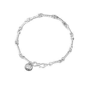Minimalist S999 sterling silver pumpkin pendant chain bracelet with S-hook clasp