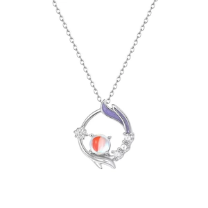 Collier en argent S999 avec pendentif queue de poisson et émail violet élégant