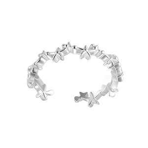 Minimalist S925 sterling silver open ring featuring a continuous five-point star design
