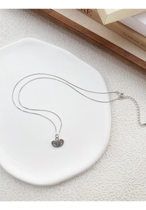 Detailed close-up of S925 sterling silver longevity lock necklace with Fu character