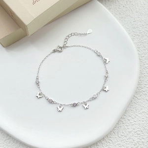 Bracelet papillon élégant en argent S925 avec pierres en zircone et chaîne de réglage fine