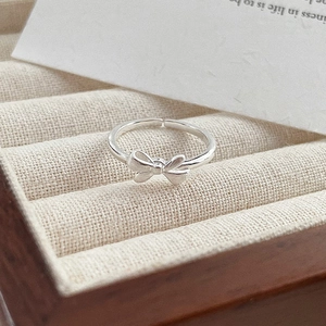 Elegant S999 sterling silver bow knot ring with adjustable open band for women