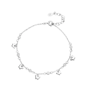 Élégant bracelet papillon en argent S999 avec pierres de zircon et chaîne réglable