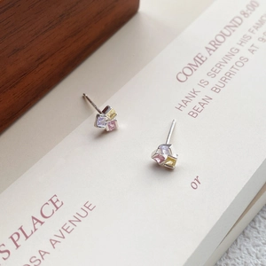 Boucles d'Oreilles Clous Carrées en Argent Fin S999 avec Zirconia Coloré pour Femmes Boucles d'Oreilles Géométriques Minimalistes en Sucre Bijoux de Luxe Léger