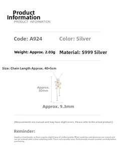Specifiche della collana nappina gardenia in argento S999 con dimensioni e peso esatti